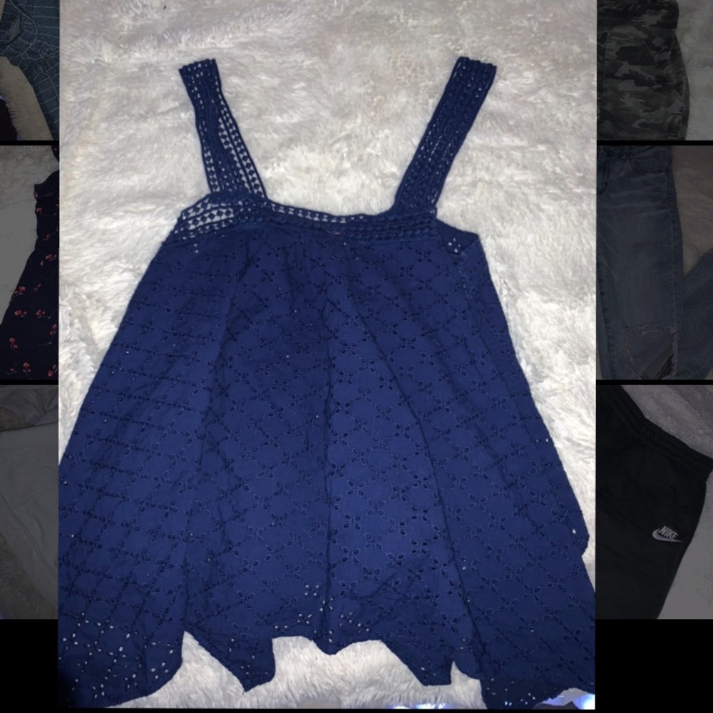 Navy eyelet top